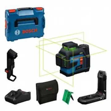 Bosch GLL 12V-100-33 CG  zöld  vonallézer + LB 10 + DK 20 + GBA 12V 2.0Ah akku + GAL 12-40 gyorstöltő + L-boxx
