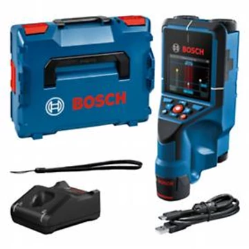 Bosch D-tect 200 C falszkenner + 12V 2.0Ah Li-Ion Akkumulátor + GAL 12V-40 töltő + USB-C kábel + csuklópánt + L-boxx