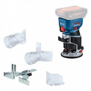 Bosch GKF 18V-8 Professional Akkus élmaró (Párhuzamvezető, Porelszívó Adapter, Befogópatron hollandi anyával - 8 mm, Villáskulcs, Védőbúra) akku és töltő nélkül, kartondobozban