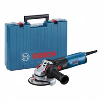 Bosch GWS 14-125 S Sarokcsiszolóvibrációcsökkentett kiegészítő fogantyúval, védőburkolattal, felcsíptehető műanyag védőburkolattal, kétlyukú csavarkulccsal, hátsó karimával, rögzítőanyával szerszámkofferben