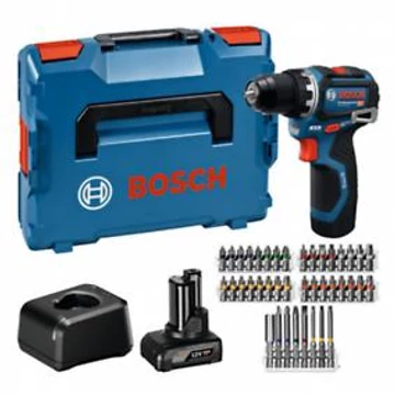 Bosch GSR 12V-32 Akkus fúrócsavarozó (1x2,0Ah, 1x4,0Ah akkuval; GAL 12V-20 töltővel; 40db-os tartozékszettel) L-Boxx-ban