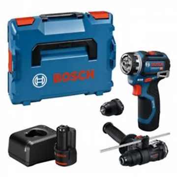 Bosch GSR 12V-32 FC akkus fúrócsavarozó (2x2.0 Ah akkuval; GAL 12V-20 töltővel; GFA 12-M, GFA 12-H, adapterekkel) L-Boxx-ban