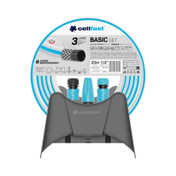 CELLFAST Locsolótömlő 3 rétegű BASIC SET 1/2" 20 m + fali tartó