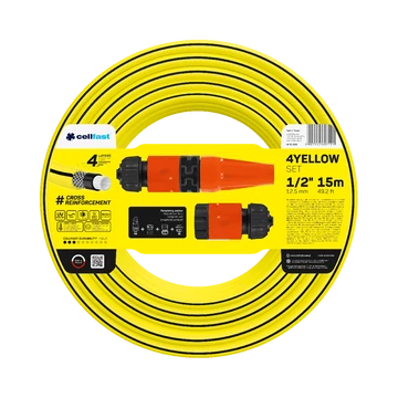 CELLFAST Locsolótömlő 4 rétegű YELLOW SET 1/2" 15 m