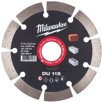 Milwaukee Gyémánt vágótárcsa DU 115 x 22,2 mm