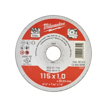 Milwaukee Vágókorong fémhez WSCS41/ 115 x 1 mm (Rendelési egység 50 db)