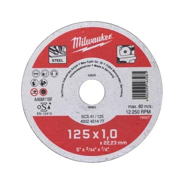 Milwaukee Vágókorong fémhez WSCS41/ 125 x 1 mm 1 db (Rendelési egység 50 db)