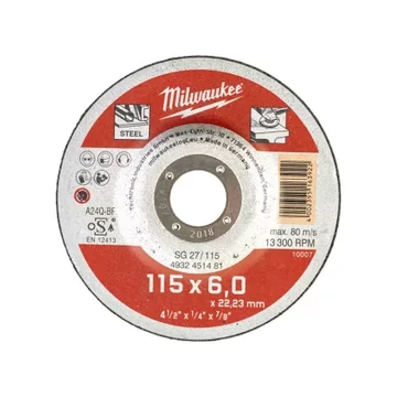 Milwaukee Csiszolókorong fémhez WSG27/ 115 x 6 mm - 1 db (Rendelési egység 25 db)