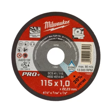 Milwaukee Vágókorong fémhez 115X1 Egyenes SC41 PRO+ /1 db (Rendelési egység 50 db)
