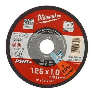 Milwaukee Vágókorong fémhez 125X1 Egyenes SC41 PRO+ /200db