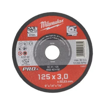 Milwaukee Vágókorong fémhez 125X3 Egyenes SC41 PRO+ /1db (Rendelési egység 25 db)