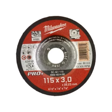 Milwaukee Vágókorong fémhez 115X3 Hajlított SC42 PRO+ /1db (Rendelési egység 25 db)