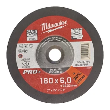 Milwaukee Csiszolókorong fémhez 180x6 Hajlított SG27 PRO+ /1db (Rendelési egység 10 db)