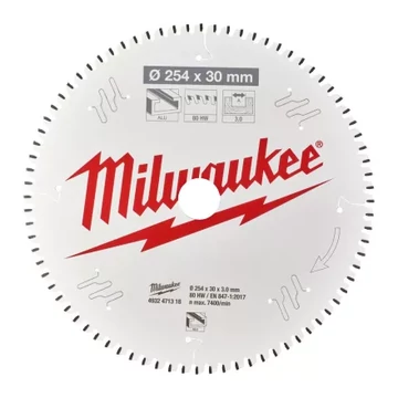 Milwaukee Körfűrészlap gérvágókhoz (Alu) 254x30x3.0x80 TF NEG. - 1 db