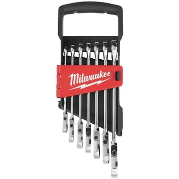 Milwaukee Csuklós fejű Racsnis Csillag-villáskulcs készlet, metrikus 7 részes