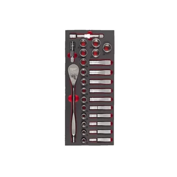 Milwaukee 1/2˝ Racsni és dugókulcs 28 részes készlet - habbetétben