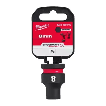 Milwaukee 1/2" Dugókulcs hatlapú, gépi, rövid 8 mm - 1 db 