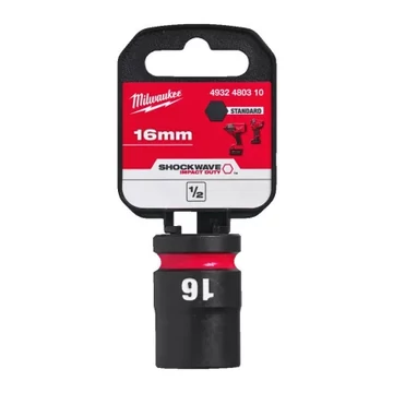 Milwaukee 1/2" Dugókulcs hatlapú, gépi, rövid 16 mm - 1 db 