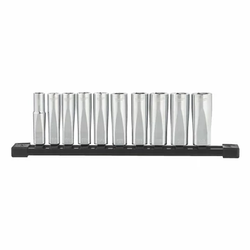 Milwaukee 3/8" Dugókulcsok hosszú, Metrikus, tartósínen 10 db