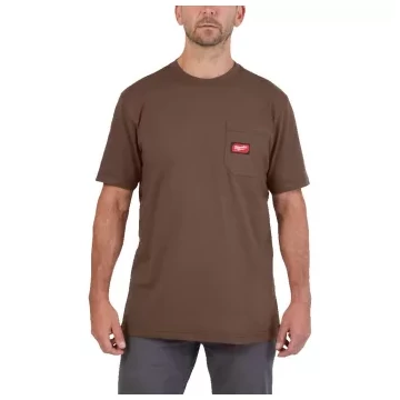 Milwaukee WTSSBR  XXL - Rövid ujjú zsebes póló Barna