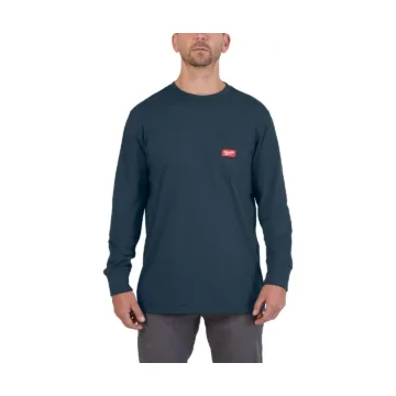 Milwaukee WTLSBLUII M - Hosszú ujjú zsebes póló Kék