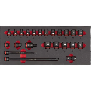 Milwaukee 3/8" Gépi Dugókulcs klt. rövid 23 rsz. Habbetétben - 1 db 