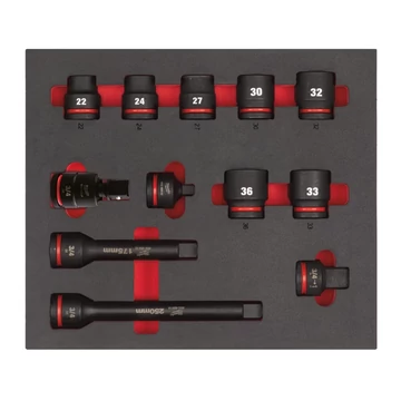 Milwaukee 3/4" Gépi Dugókulcs klt. hosszú 12 rsz. Habbetétben - 1 db 