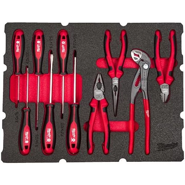 Milwaukee PACKOUT™ Csavarhúzó és Fogó készlet, 10 részes - habbetétben