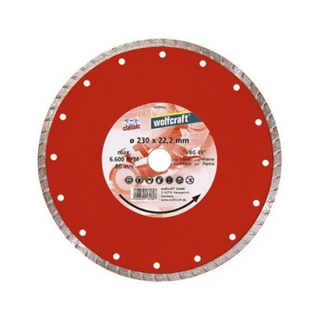 Wolfcraft Gyémánt vágótárcsa Classic-Turbo, folyamatos él, Ø230x22.2mm, sarokcsiszolóhoz