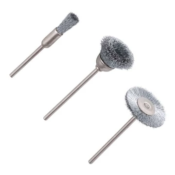 Wolfcraft Mini drótkefe készlet 3 részes, acélszálas, S=2.3mm Ø10-25mm