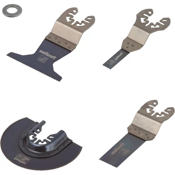 Wolfcraft Induló készlet laminátmegmunkáláshoz rezgőkéses gépekhez 4 részes (3db HCS merülőfűrészlap, 1db HCS szegmensfűrészlap)