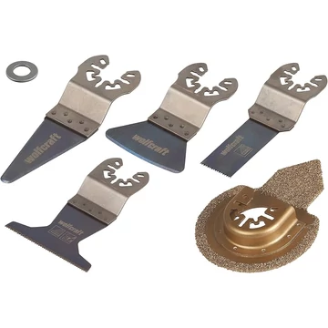 Wolfcraft Induló készlet rezgőkéses gépekhez 4 részes (2db BiM merülőfűrészlap, 1db HM 2in1 vágótárcsa, 1db HCS fugakaparó)
