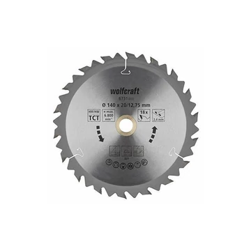 Wolfcraft Körfűrészlap, HM, barna sorozat, 18 fogú, Ø 140 x 12.75 x 2.4 mm