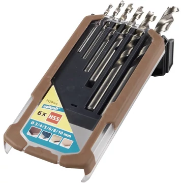 Wolfcraft Spirálfúró készlet “Profi”, dobozban 6 db, fához, HSS, Ø 3,4,5,6,8,10 mm