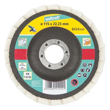 Wolfcraft Lamellás filc csiszolókorong, Ø115x22.2mm, sarokcsiszolóhoz