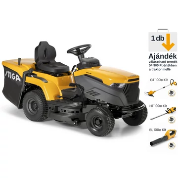 *KULCSRAKÉSZEN+INGYENES HÁZHOZSZÁLLÍTÁS+!AJÁNDÉK!* STIGA fűgyűjtős fűnyíró traktor ESTATE 384 nyomóolajzás és hidrosztatikus váltó