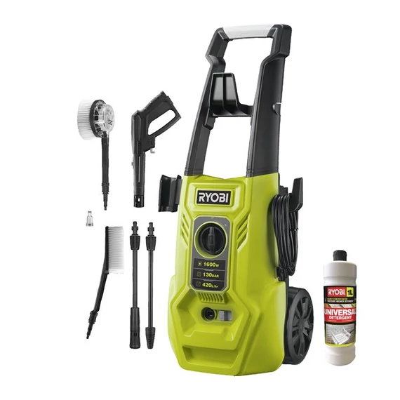 5133005600 Ryobi RY130PWA-P 130bar önfelszívós magasnyomású mosó fém szivattyúval adapterekkel terasztisztítóval