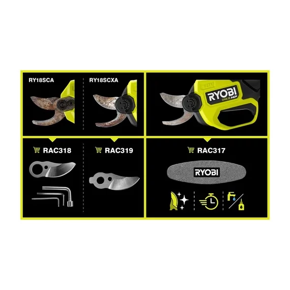Ryobi RAC319 18 V szénkefe nélküli RY18SCXA metszóolló csere kés 5132005105 