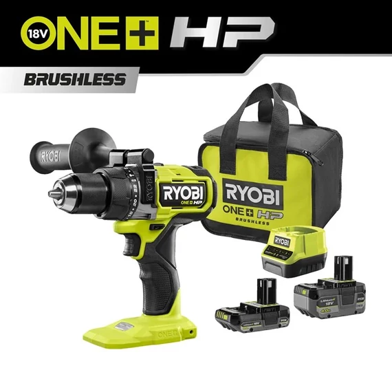 Ryobi ONE+ HP PD18X-242S 18V nagyteljesítményű szénkefe nélküli ütvefúró-csavarozó (4.0Ah + 2.0Ah)akkukal és töltővel táskában 5133005283