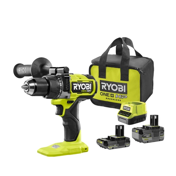 Ryobi ONE+ HP PD18X-242S 18V nagyteljesítményű szénkefe nélküli ütvefúró-csavarozó (4.0Ah + 2.0Ah)akkukal és töltővel táskában 5133005283