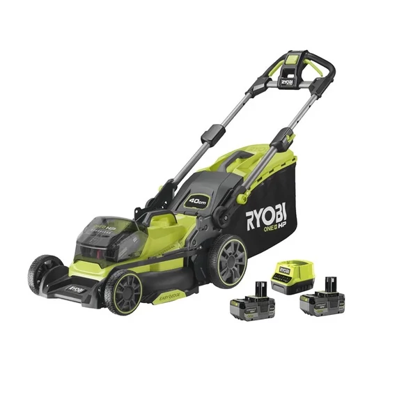 Ryobi ONE+ HP RY18LMX40B-240 18 V akkumulátoros szénkefe nélküli fűnyíró 40 cm-es vágószélességgel (2 x 4.0Ah)akkumulátorokkal és töltővel 5133005481