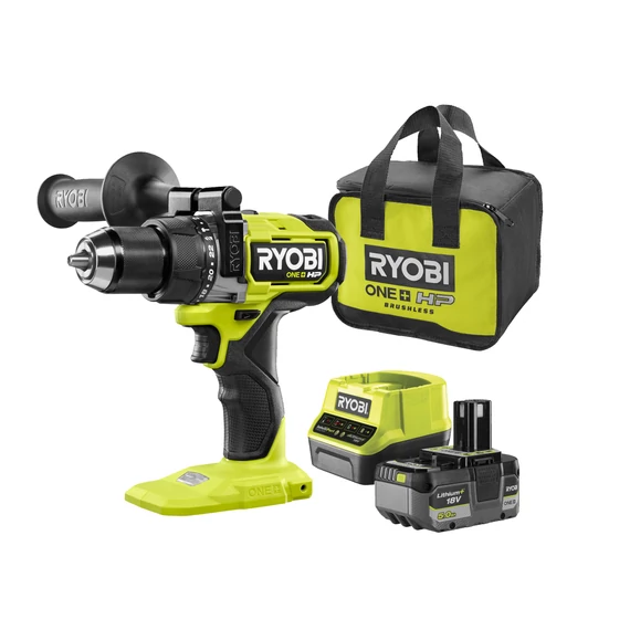 Ryobi ONE+ HP RPD18X-1C50S 18 V nagyteljesítményű szénkefe nélküli ütvefúró-csavarozó (5.0Ah)akkuval és töltővel táskában 5133005510