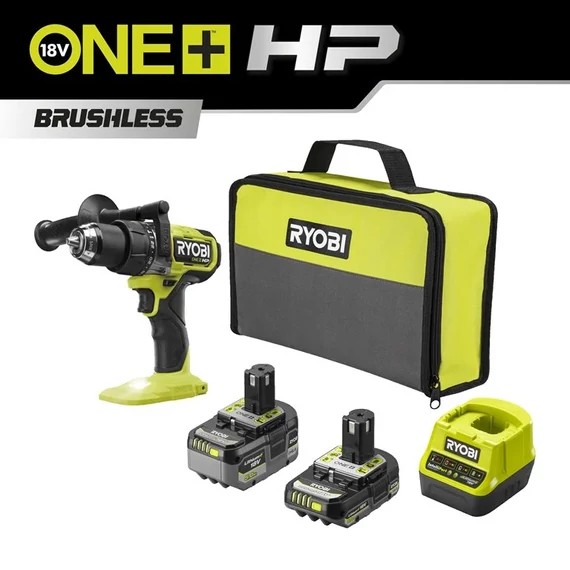 Ryobi ONE+ HP RPD18X-2C52S 18V nagyteljesítményű szénkefe nélküli ütvefúró-csavarozó (5.0Ah + 2.0Ah)akkukal és töltővel táskában 5133005527