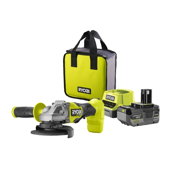 Ryobi ONE+ HP RAG18X-1C40S 18V akkus szénkefementes sarokcsiszoló 4Ah akkuval töltővel táskában  5133005614