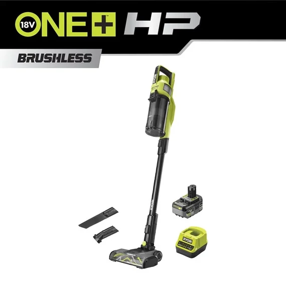 Ryobi ONE+ HP RSV18X-1X40G 18V ONE+™ HP szénkefe nélküli nagyteljesítményű rúd porszívó (1 x 4.0Ah)akkumulátorral és töltővel 5133005660 