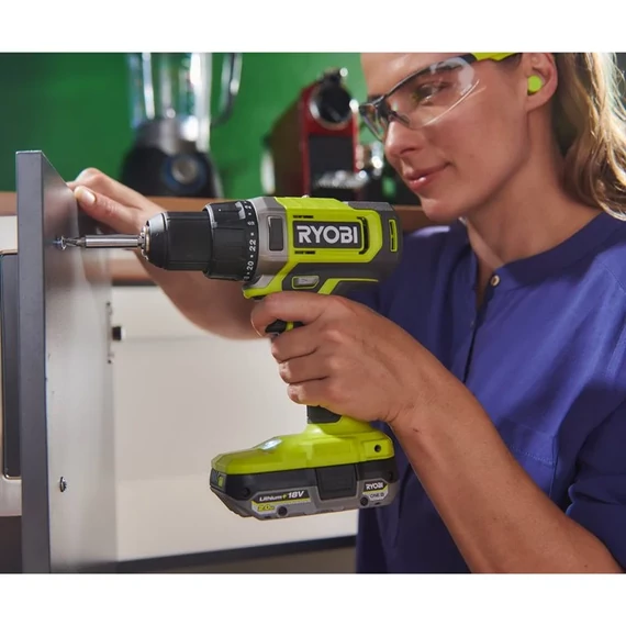 Ryobi ONE+ RDD18-2C20TAH 18v akkumulátoros fúró-csavarbehajtó 2 akkuval töltővel kofferben tartozék és kéziszerszámokkal 5133005812