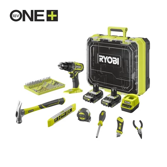 Ryobi ONE+ RPD18-2C20TAH 18V akkus fúró-ütvefúró csavarbehajtó 2db akkuval töltővel kofferben tartozékkészlettel kéziszerszámokkal 5133005813