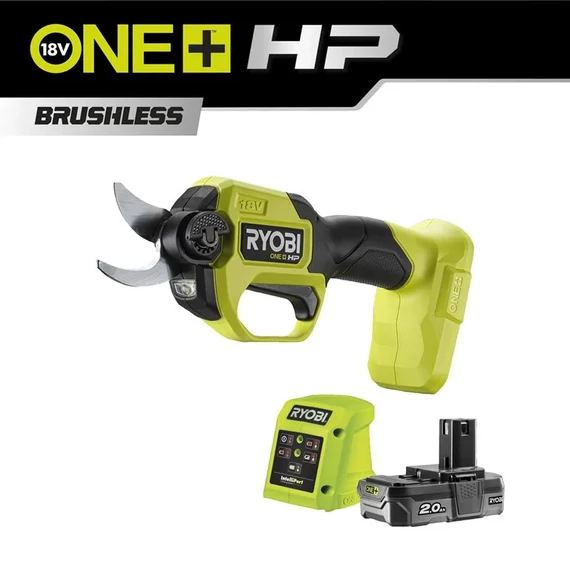 Ryobi ONE+ HP RY18SCXA-120 18v akkumulátoros szénkefe nélküli metszőolló akkumulátorral és töltővel 5133005900 