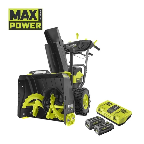 Ryobi MAX POWER RY36STX56A-250 36V szénkefe nélküli kétfokozatú 56 cm-es hófúvó (2 x 5.0Ah akkumulátorral) és töltővel 5133006516
