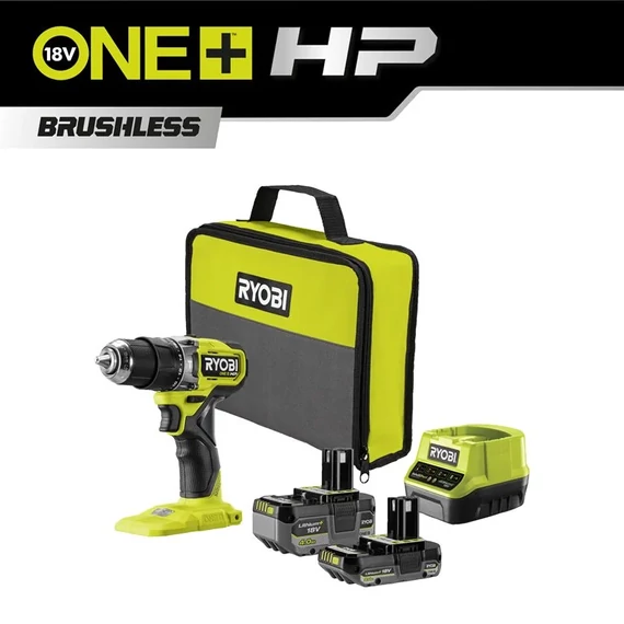 Ryobi ONE+ HP RPD18C1-242S 18V kompakt, szénkefe nélküli akkumulátoros fúró-ütvefúró 2és4ah akkuval töltővel táskában 5133006524 